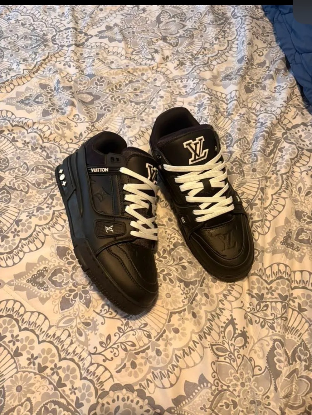 Louis Vuitton Black Sneakers with White Laces